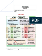 Can - Can T: English Workshop Activity Number 5B Sena Cimm