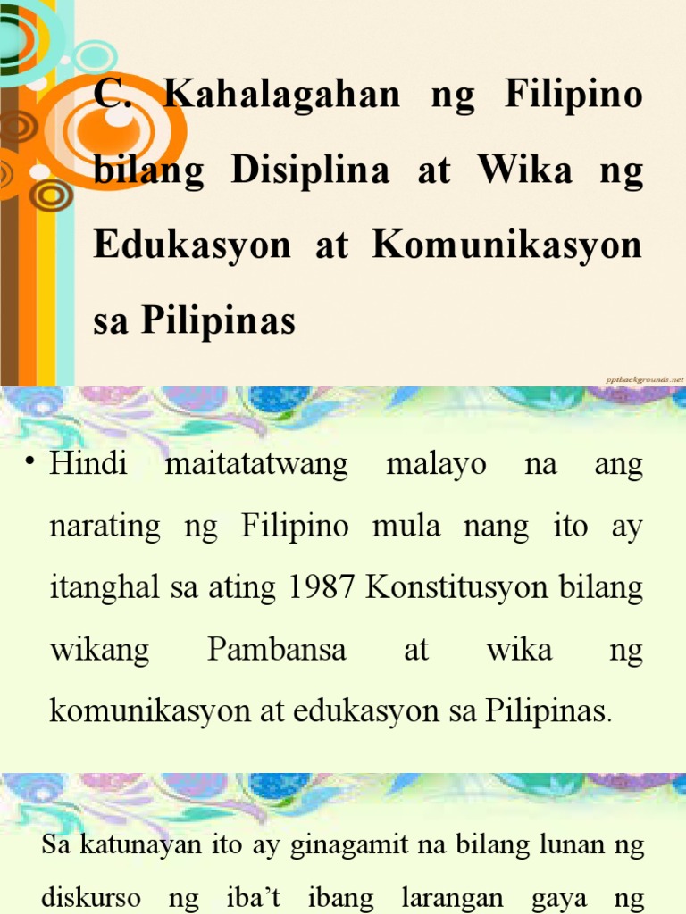 C. Kahalagahan NG Filipino Bilang Disiplina | PDF