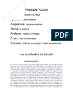  Ensayo Los Accidentes de Transito Como Problema