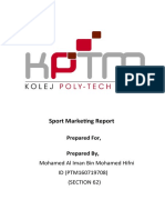 Sport Marketing Report: Prepared For, Prepared By