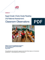 Classroom Observations: Egypt Grade 3 Early Grade Reading 2nd National Assessment