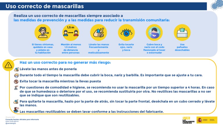 Guía para el uso correcto de mascarillas | PDF | Salud y bienestar ...