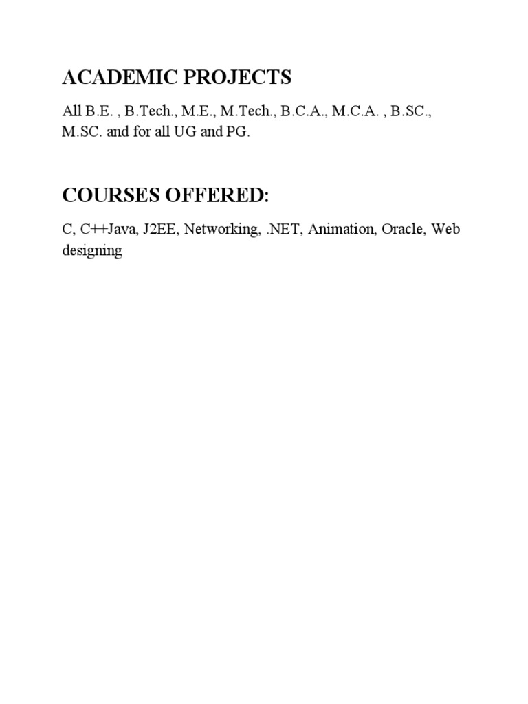Academic Projects for UG and PG Courses | PDF | Art | Computers
