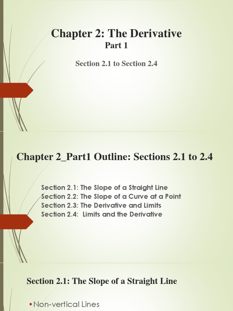 Chapter 2: The Derivative: Section 2.1 To Section 2.4 | PDF ...