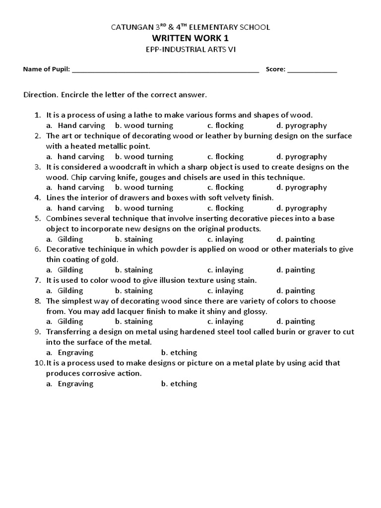 Woodworking Techniques Quiz | PDF