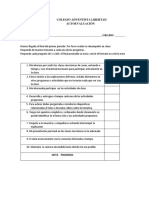 Colegio Adventista Libertad Autoevaluación: Nota Promedio