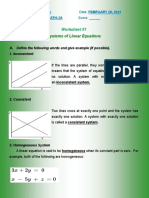 Systems of Linear Equations: Worksheet #1