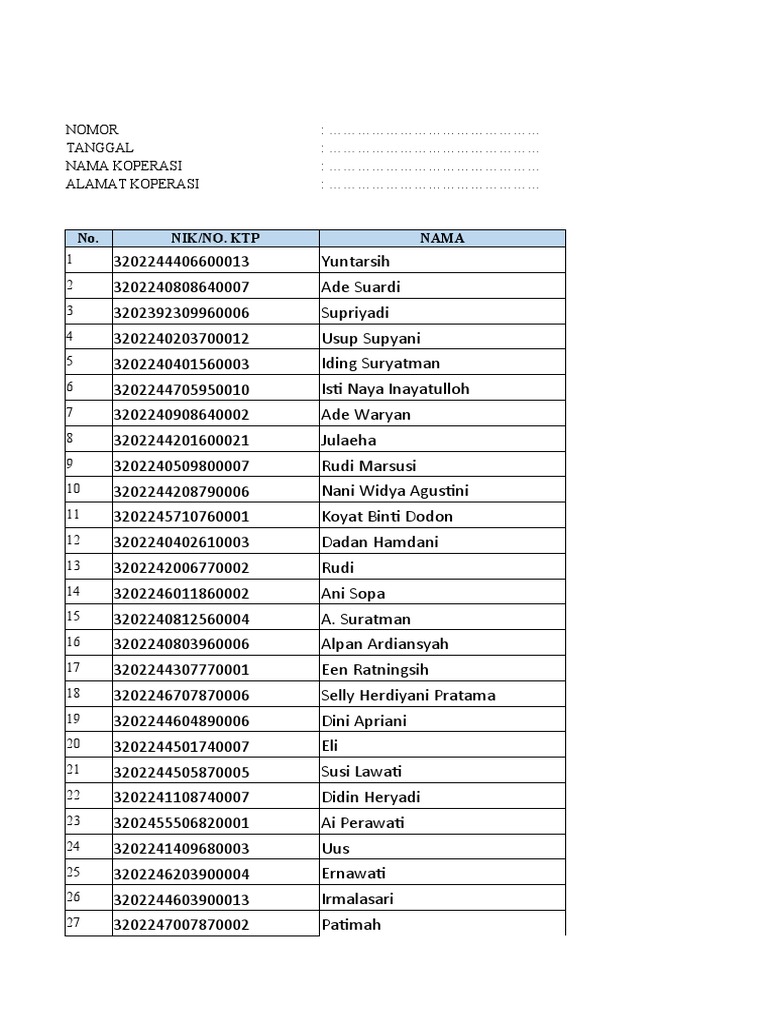 Format Data KUKM BPUM Baru | PDF | Indonesia