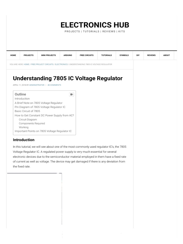 7805 Voltage Regulator Overview | PDF | Rectifier | Power Supply
