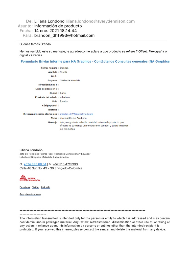 Informacion De Producto