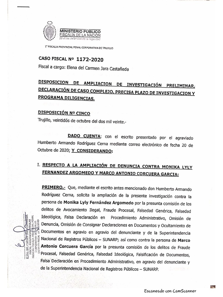 Modelo de Disposicion Fiscal - Caso 1172 - 2020 | PDF