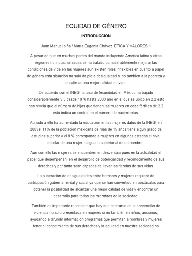 Equidad de Genero | PDF | Igualdad de género | Estudios de género