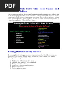 Sewing Defects Solve With Root Causes and Corrective Actions