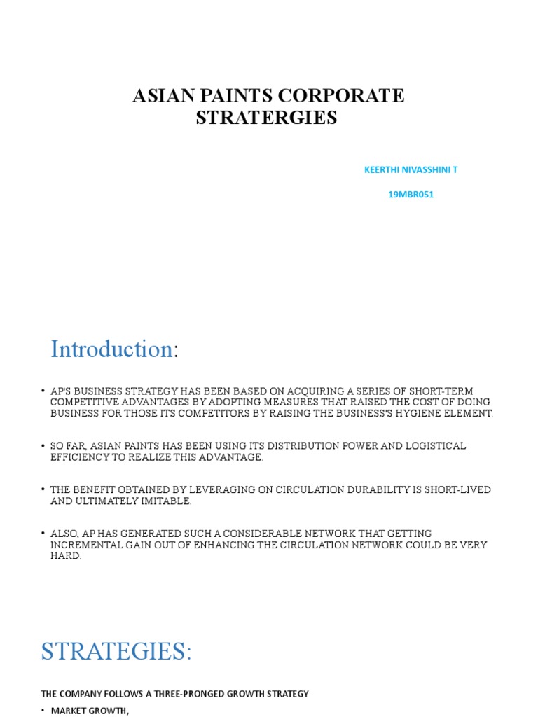 Asian Paints Corporate Strategies Overview | PDF | Paint | Marketing