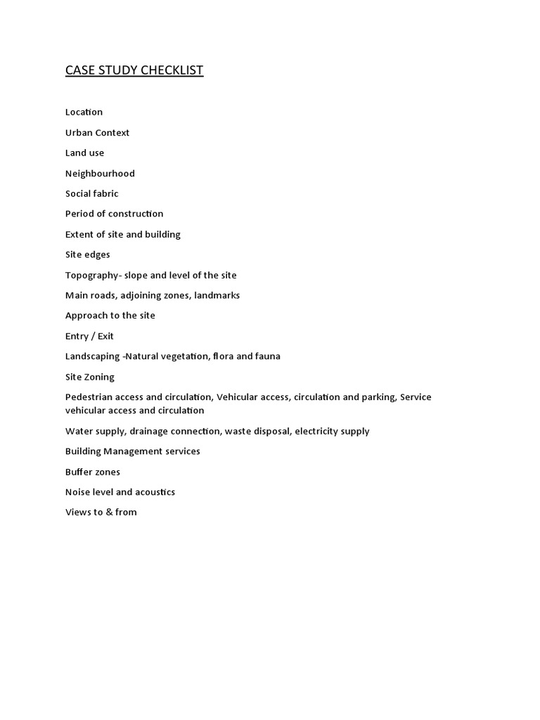 Case Study Checklist PDF