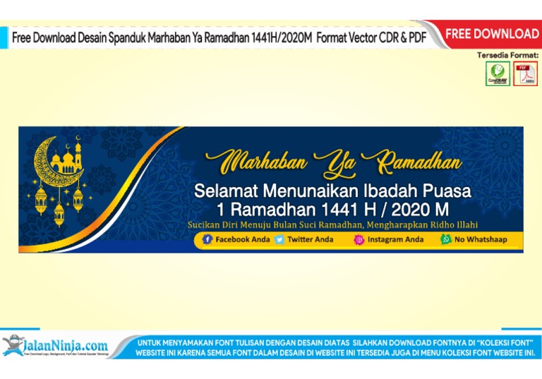 Free Download Desain Spanduk Marhaban Ya Ramadhan 1441h 2020m Format Vector Cdr
