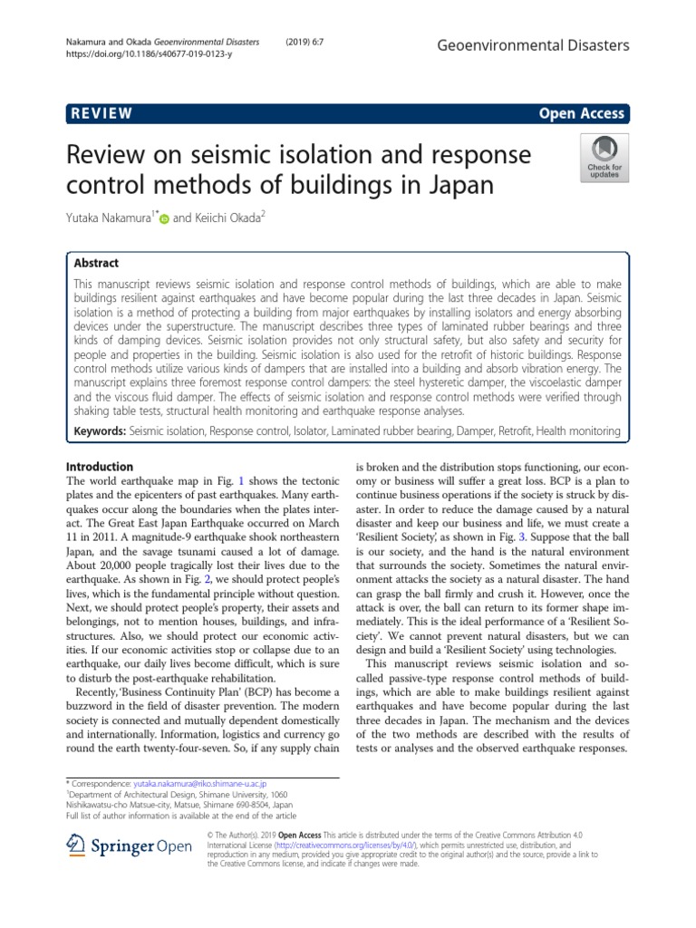Review On Seismic Isolation and Response Control Methods of Buildings ...