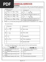 Chemical Kinetics: Matching Answer Type Questions