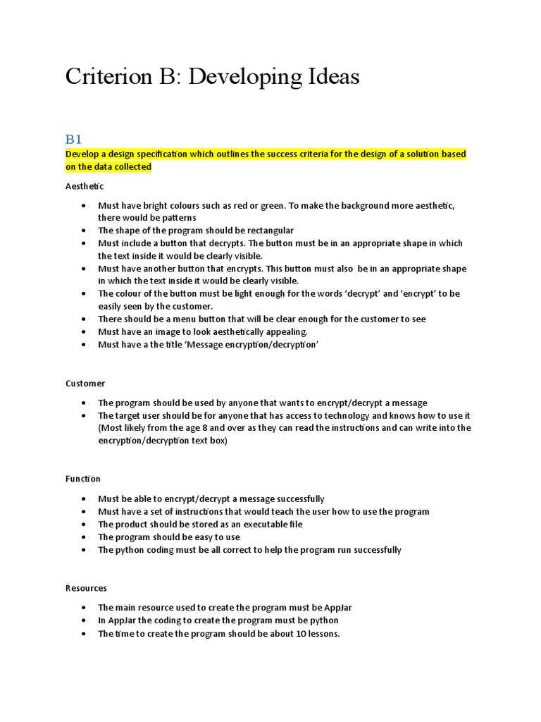 Criterion B-Coding | PDF