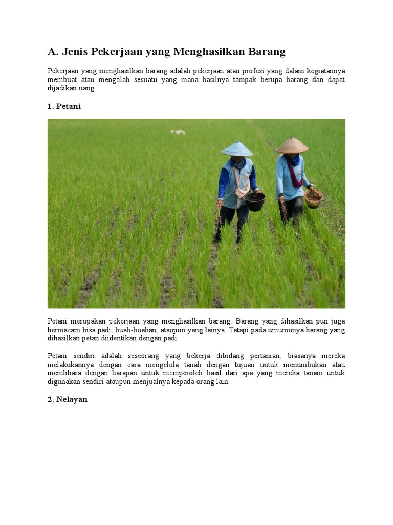 Petani Dan Nelayan Adalah Pekerjaan Yang Menghasilkan Studi Indonesia