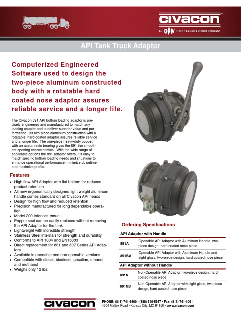 Civacon 891 API Adaptor Specifications | PDF | Manufactured Goods | Nature