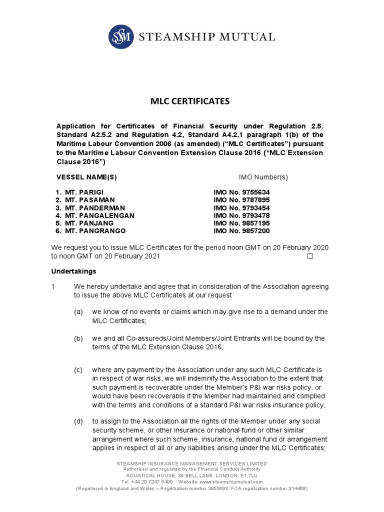 MLC Certificates Application Form | PDF | Civil Law (Legal System ...