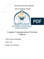 Computer Communication & Networks LAB (CCN) : Riphah International University, Islamabad Faculty of Computing Computer