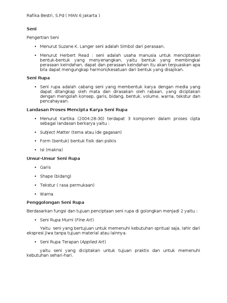 Mengapresiasi Karya Seni Rupa