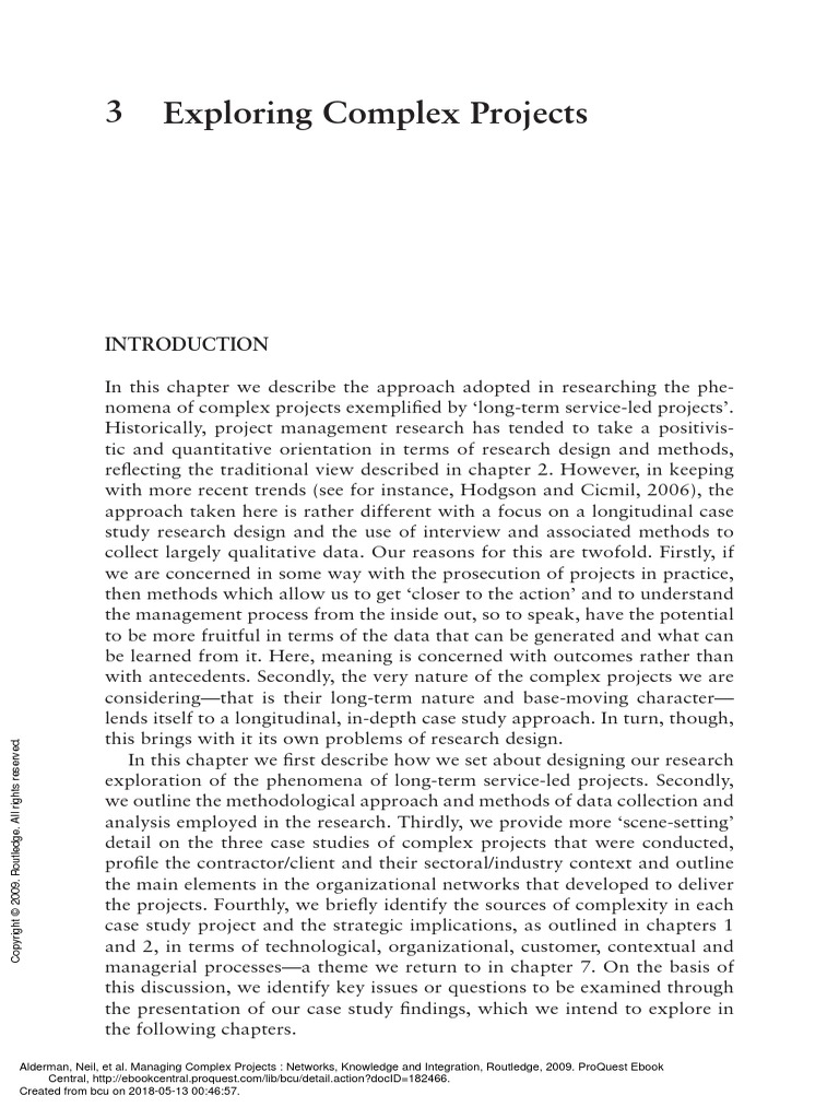 Managing Complex Projects Networks, Knowledge and ... - (3 Exploring ...