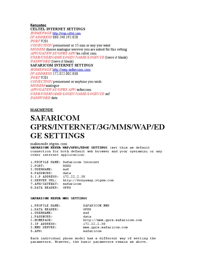 Internet Settings | PDF