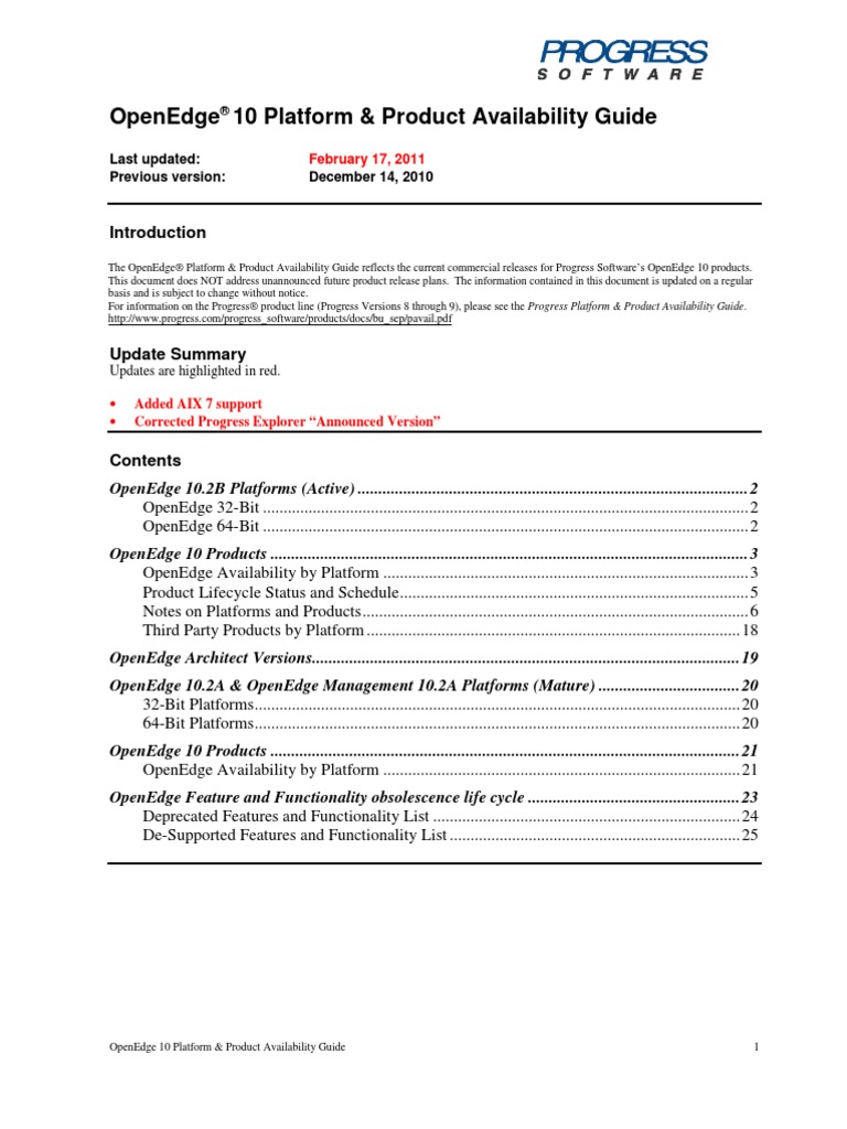 Openedge 10 Availability Guide PDF 64 Bit Computing Operating System