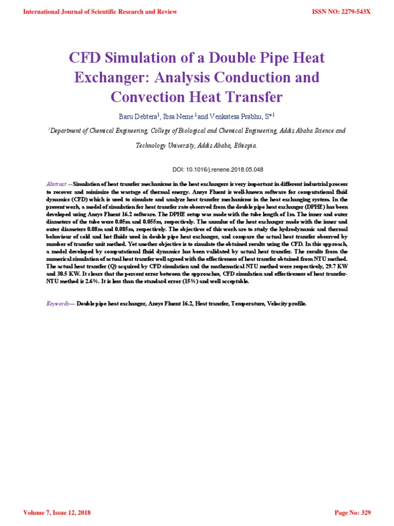 CFD Simulation of A Double Pipe Heat by Baru, Ibsa and Dr. V | PDF ...
