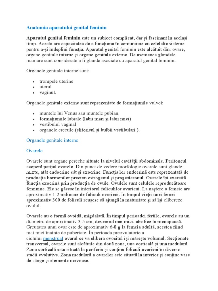 Anatomia Aparatului Genital Feminin | PDF
