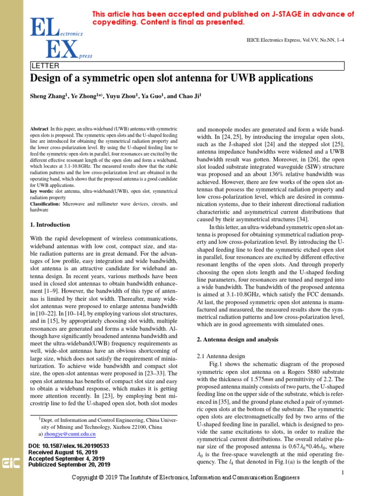 Design of A Symmetric Open Slot Antenna For UWB Applications | PDF ...