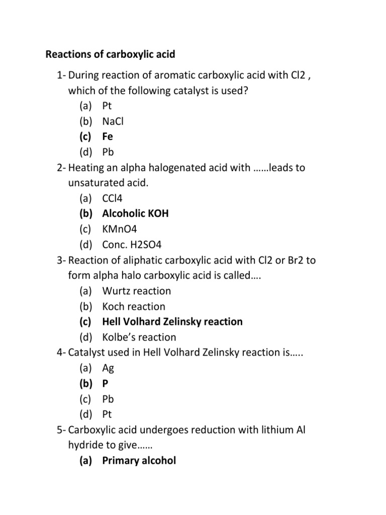 Reactions of Carboxylic Acid | PDF | Alcohol | Ester