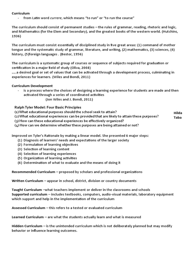 Curriculum Development and Design Overview | PDF | Curriculum ...