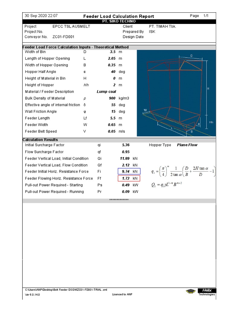 Feeder Load Force Calculation Inputs Theoretical Method PDF