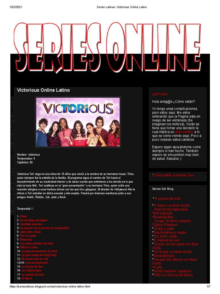  - Lista de Episodios Victorious | PDF | Televisión en idioma  inglés | Serie de televisión americana