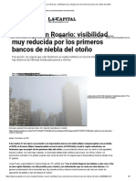 El tiempo en Rosario_ visibilidad muy reducida por los primeros bancos de niebla del otoño