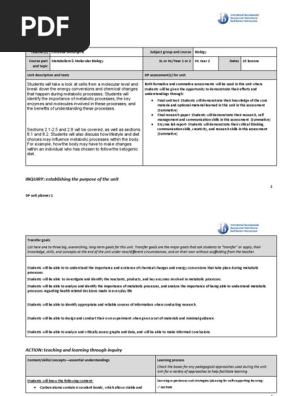 IB Unit Plan