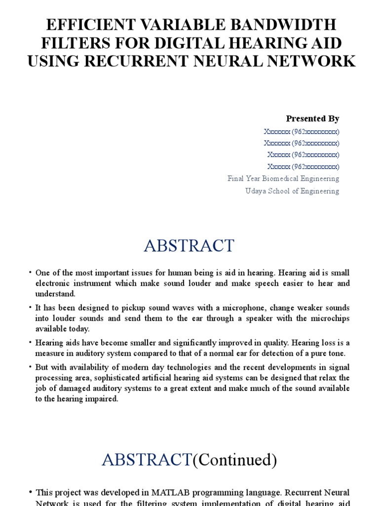 Efficient Variable Bandwidth Filters For Digital Hearing Aid Using ...