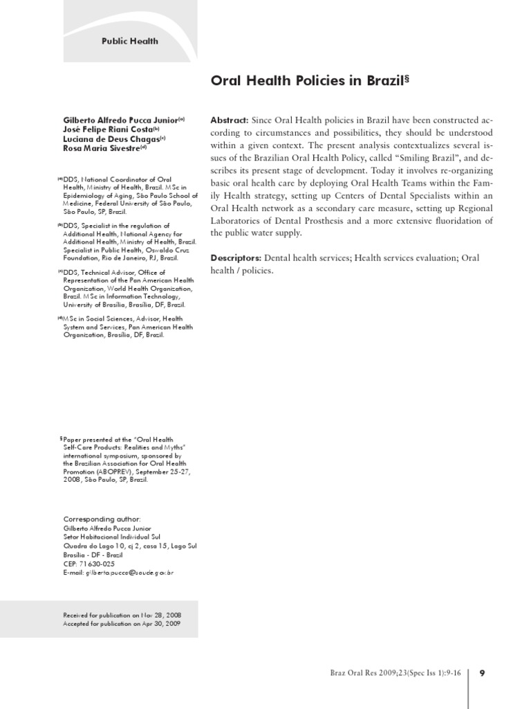 Brazil's Oral Health Policy Overview | PDF | Dentistry | Health Care