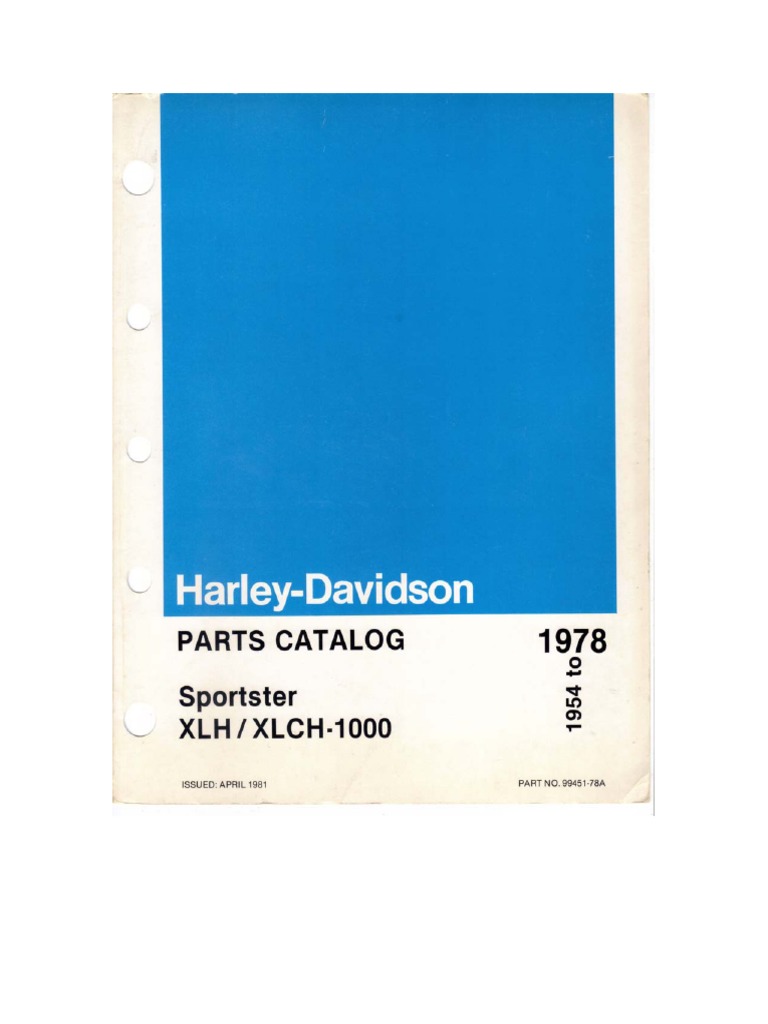 パーツカタログ Sportster XLH/XLCH-1000 Harley Davidson 1954 78 HD XLH XLCH 1000 Parts Catalog | PDF