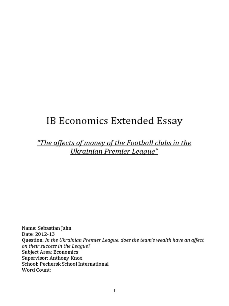 sample economics extended essay