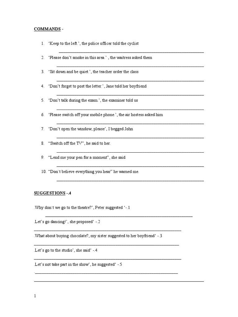 Commands and Suggestions | PDF