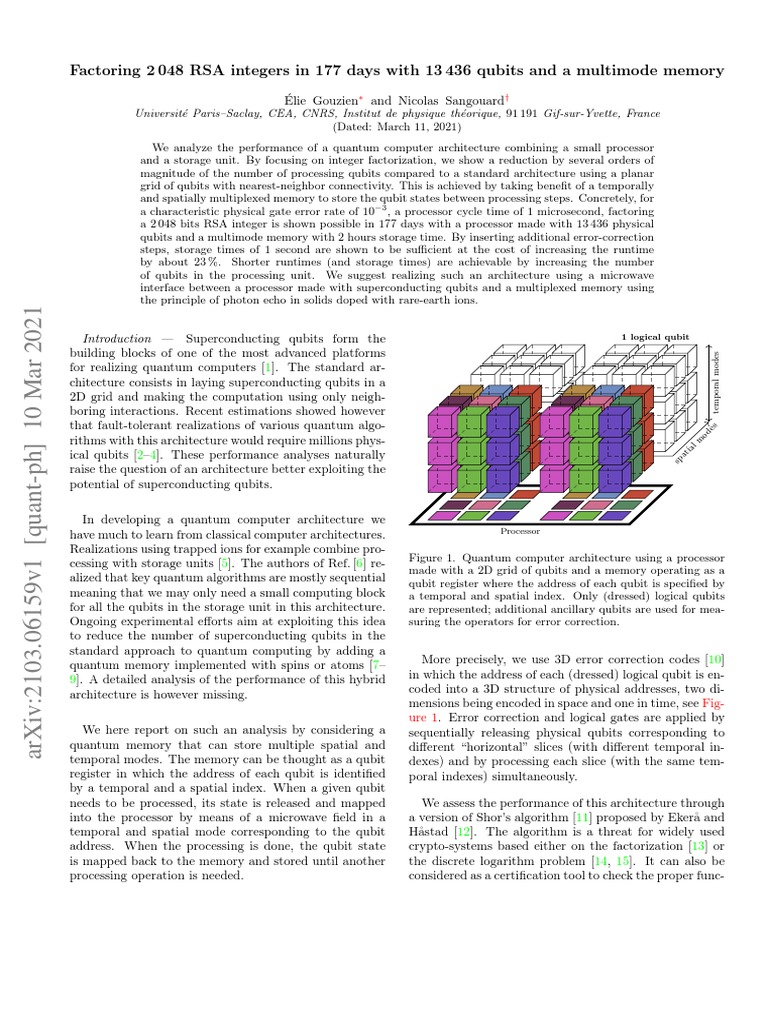 Quantum Factorization of RSA Integers | PDF | Quantum Computing ...