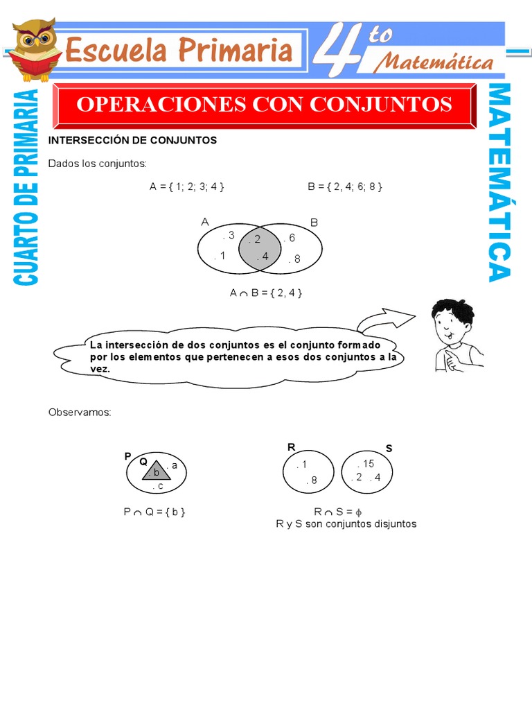 Operaciones Con Conjuntos para Cuarto de Primaria | PDF | Enseñanza de ...