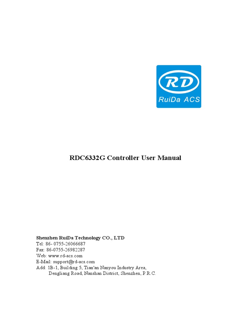RDC6332G RUIDA - Controller User Manual | PDF | Menu (Computing) | Usb