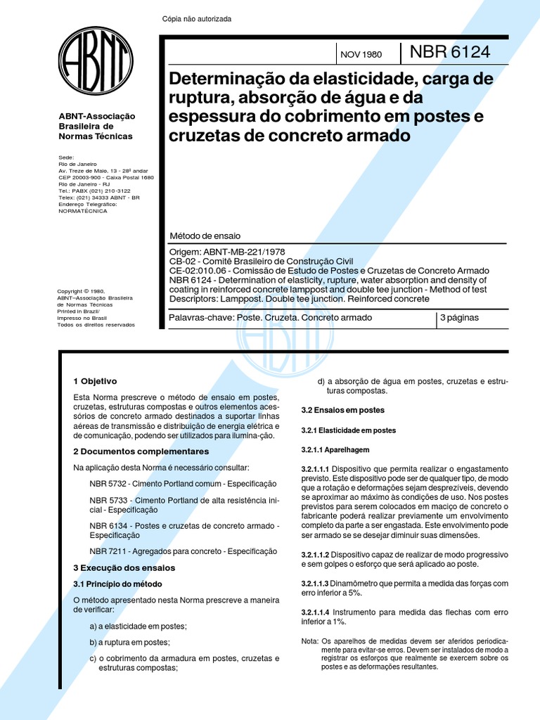 NBR 6124 | PDF | Concreto | Materiais