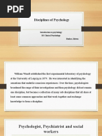 Disciplines of Psychology: Introduction To Psychology BS Clinical Psychology Bushra Jabeen